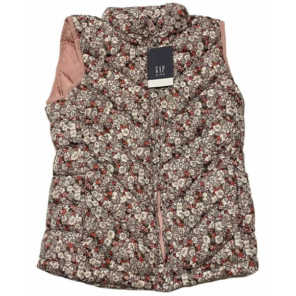NWT GAP Kids Girl's Puffer Vests S-M-L Camouflage Green Hearts - Picture 1 of 3